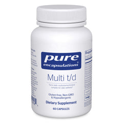 Pure Encapsulations Multi T/D bottle for daily wellness support.