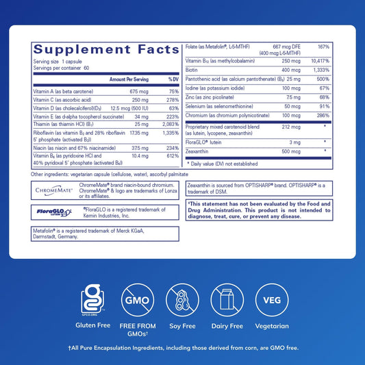 Pure Encapsulations Multi T/D capsules showing dosage option.
