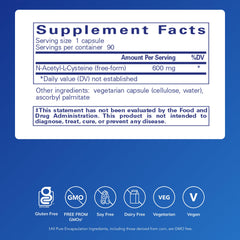 Pure Encapsulations NAC 600 mg capsules closeup highlights evenly sized capsules for convenient daily immune support.
