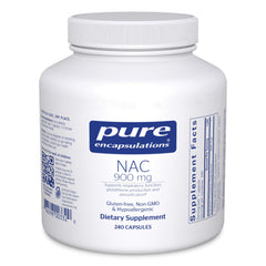 Pure Encapsulations NAC 900 mg bottle front showing respiratory support and clean ingredients
