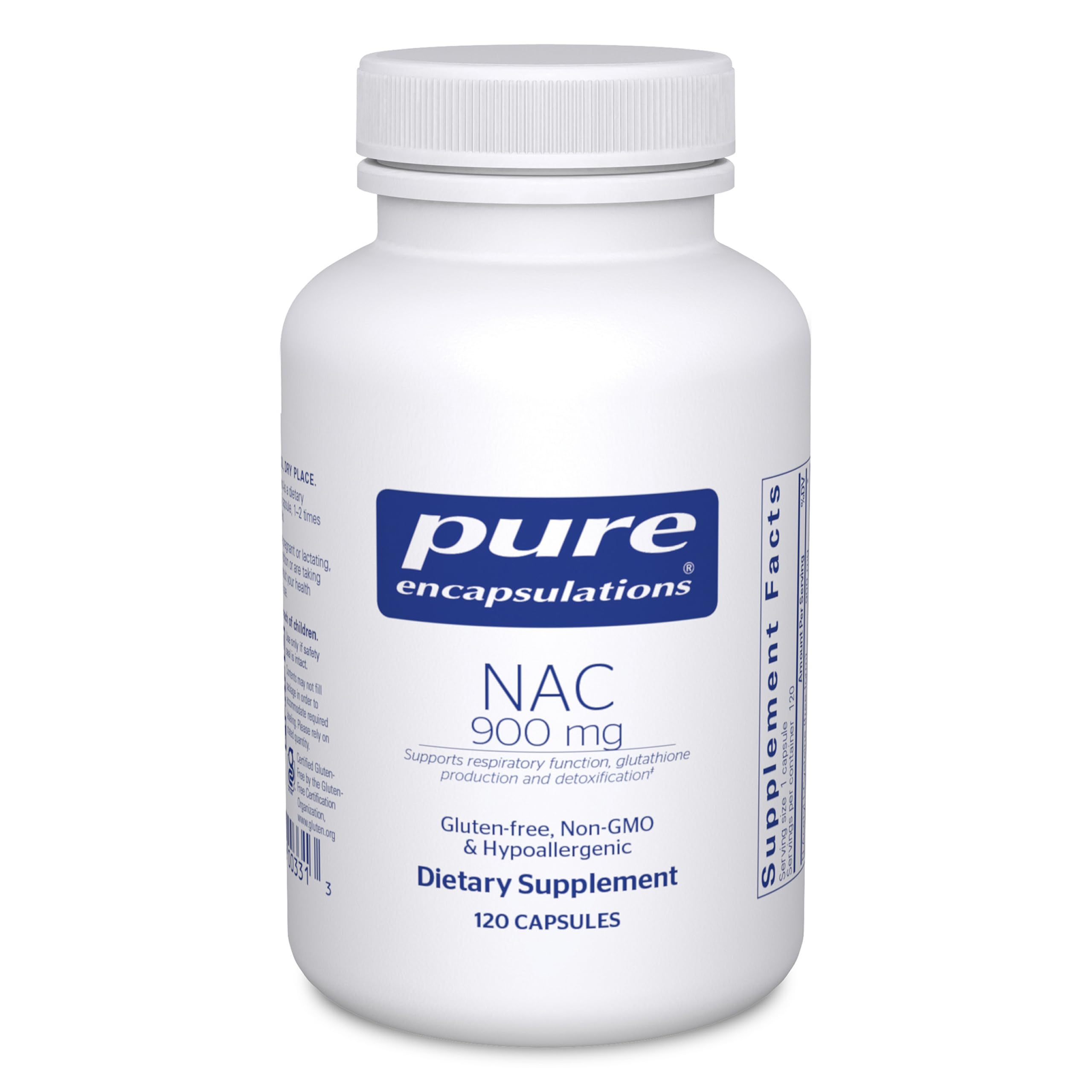 Pure Encapsulations NAC 900 mg bottle on a clean counter, ready for daily use.