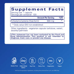 Close-up of NAC 900 mg capsules showing smooth, uniform capsules.