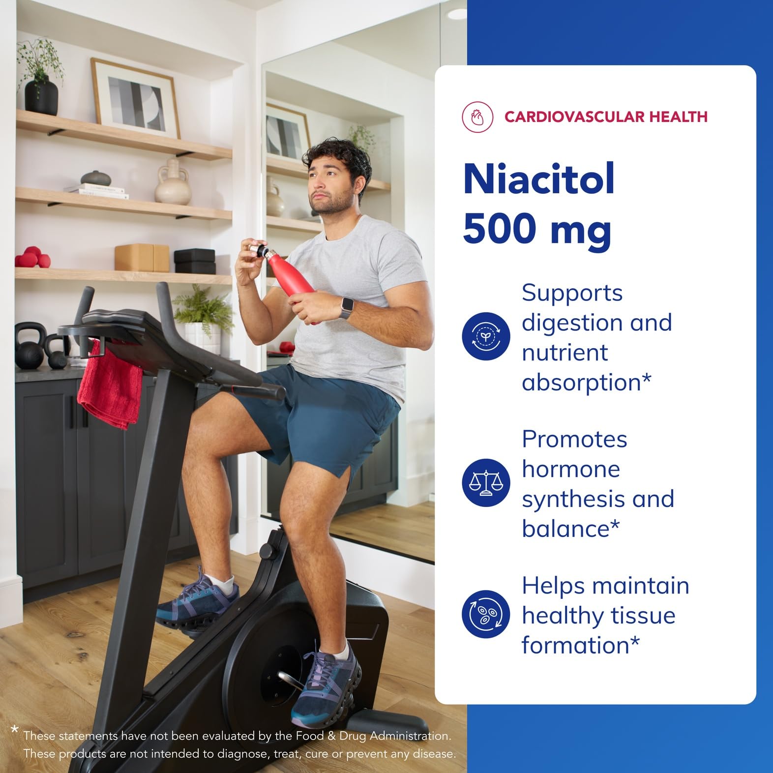 Bottle packaging with supplement facts and allergen-free claim for transparent use