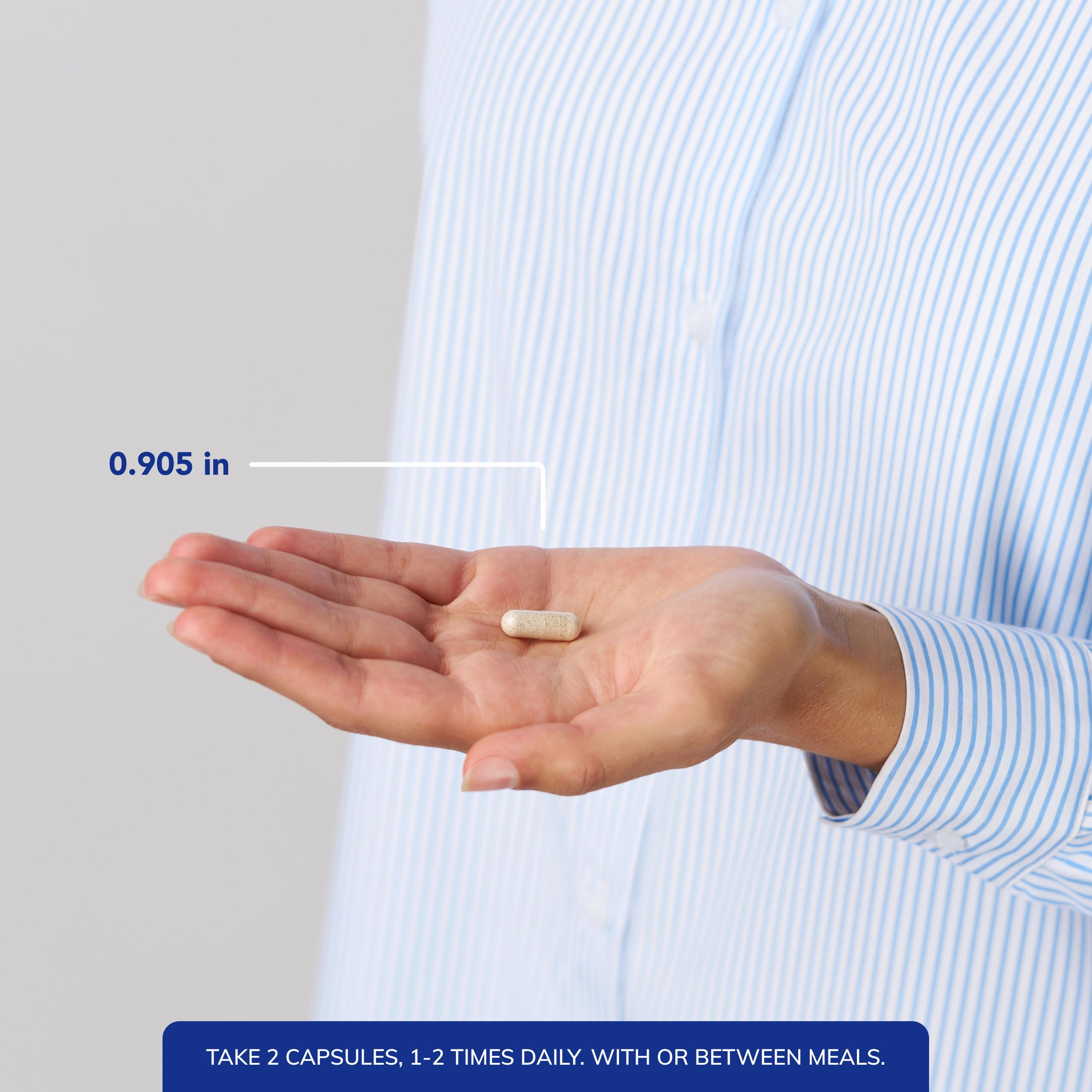 Two capsules serving shown as suggested daily dose for potential cellular health benefits.