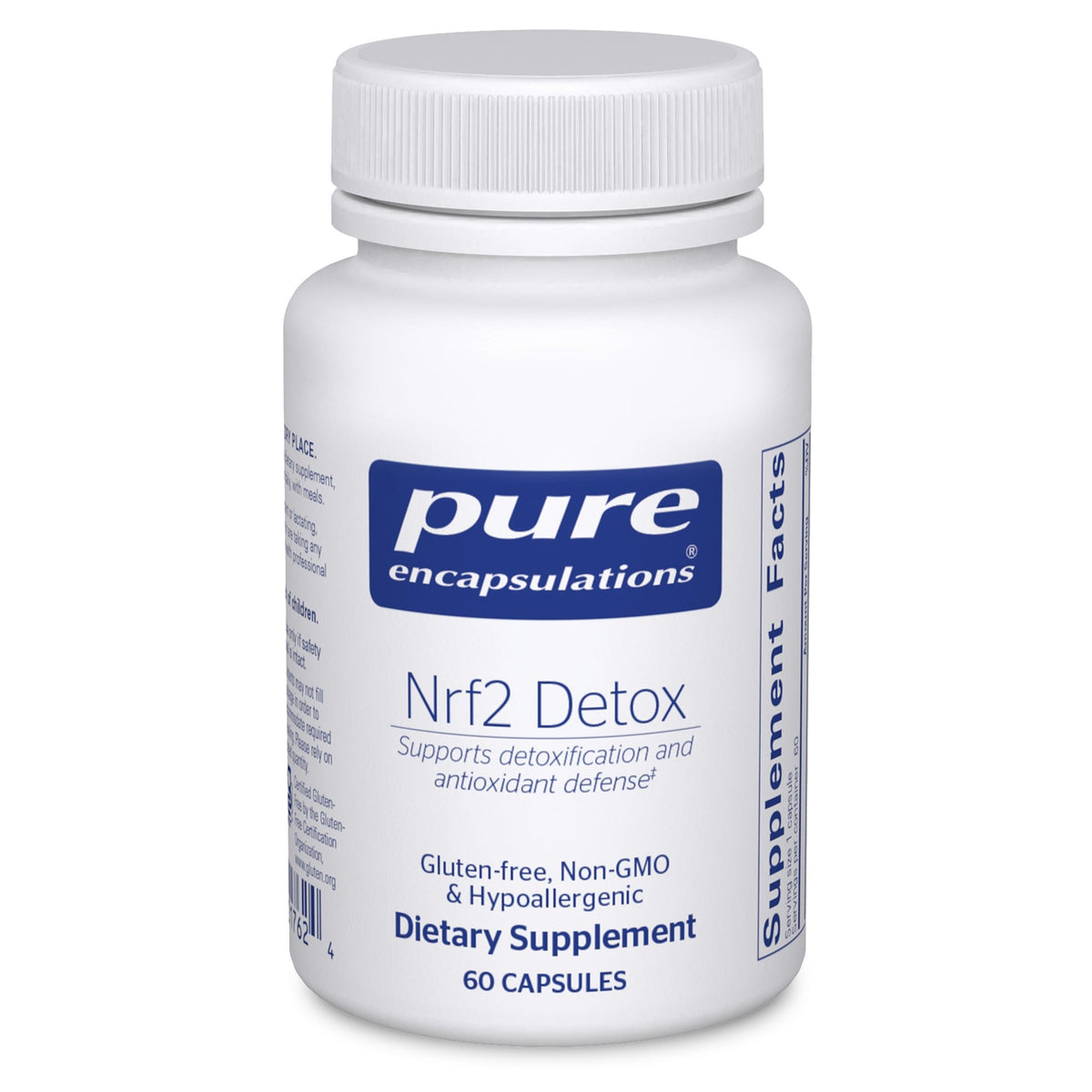 Pure Encapsulations Nrf2 Detox bottle front promotes detox support