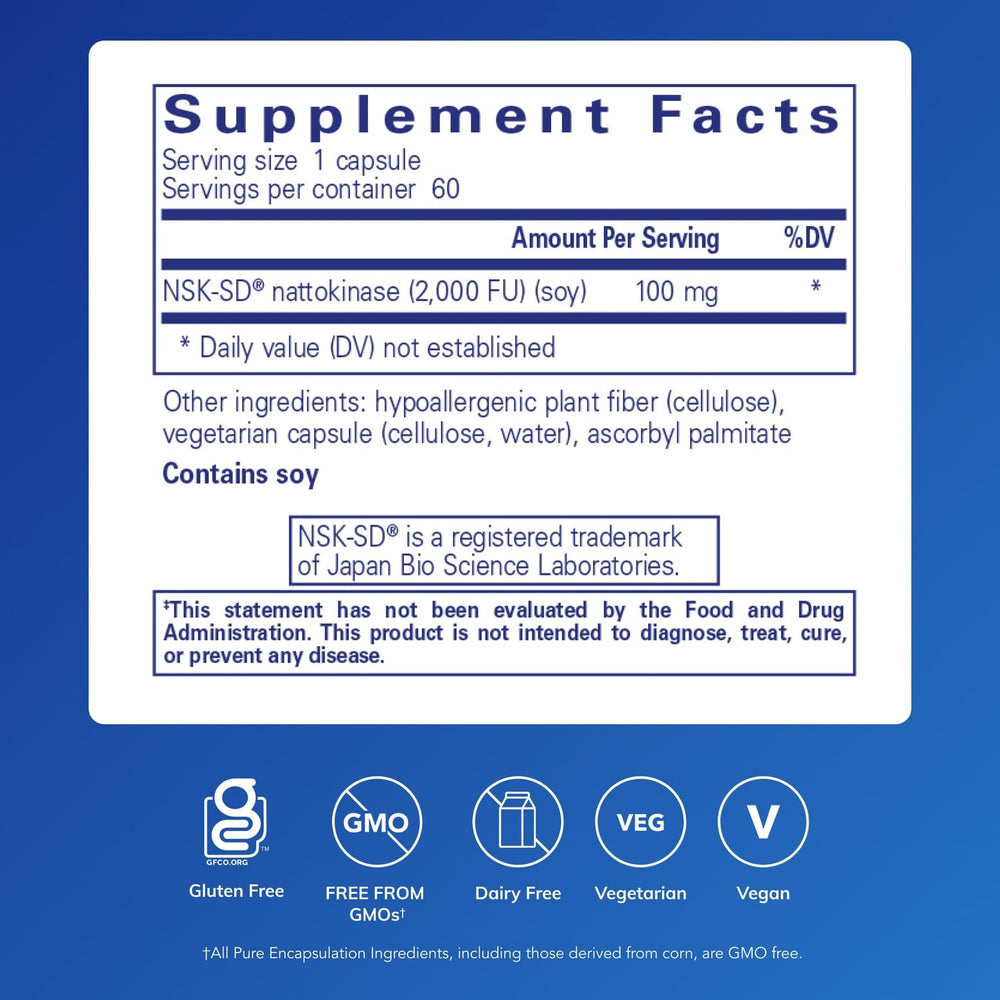 Close-up of NSK-SD capsules from Pure Encapsulations highlighting small, easy-to-swallow form