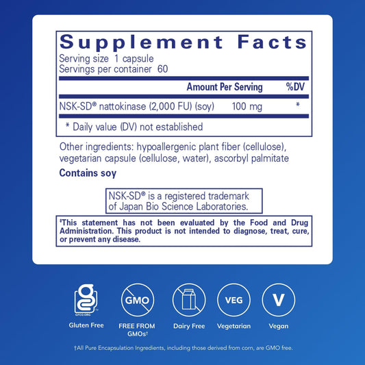 Close-up of NSK-SD capsules from Pure Encapsulations highlighting small, easy-to-swallow form