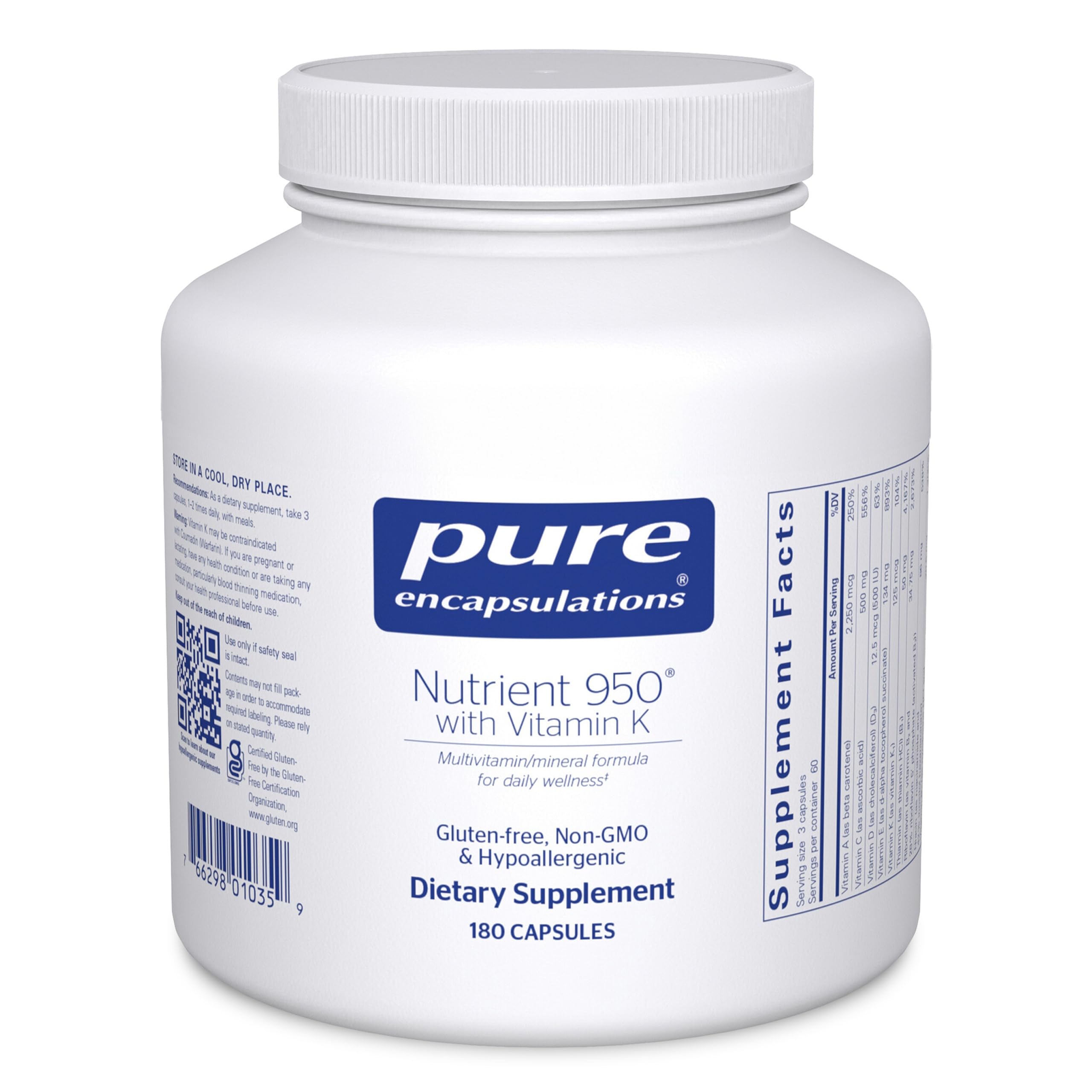 Pure Encapsulations Nutrient 950 bottle front supports daily wellness