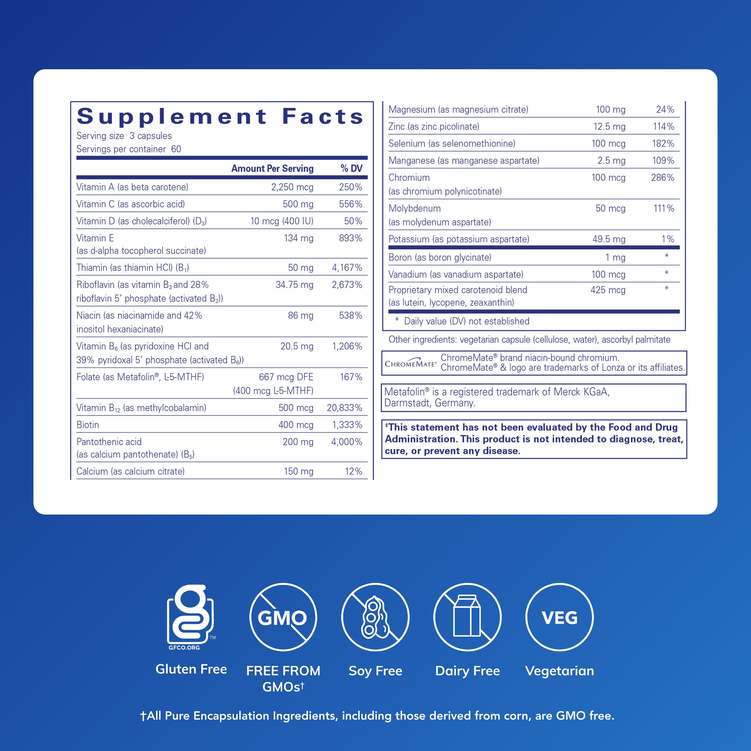Pure Encapsulations Nutrient 950 bottle with dosing directions for daily use