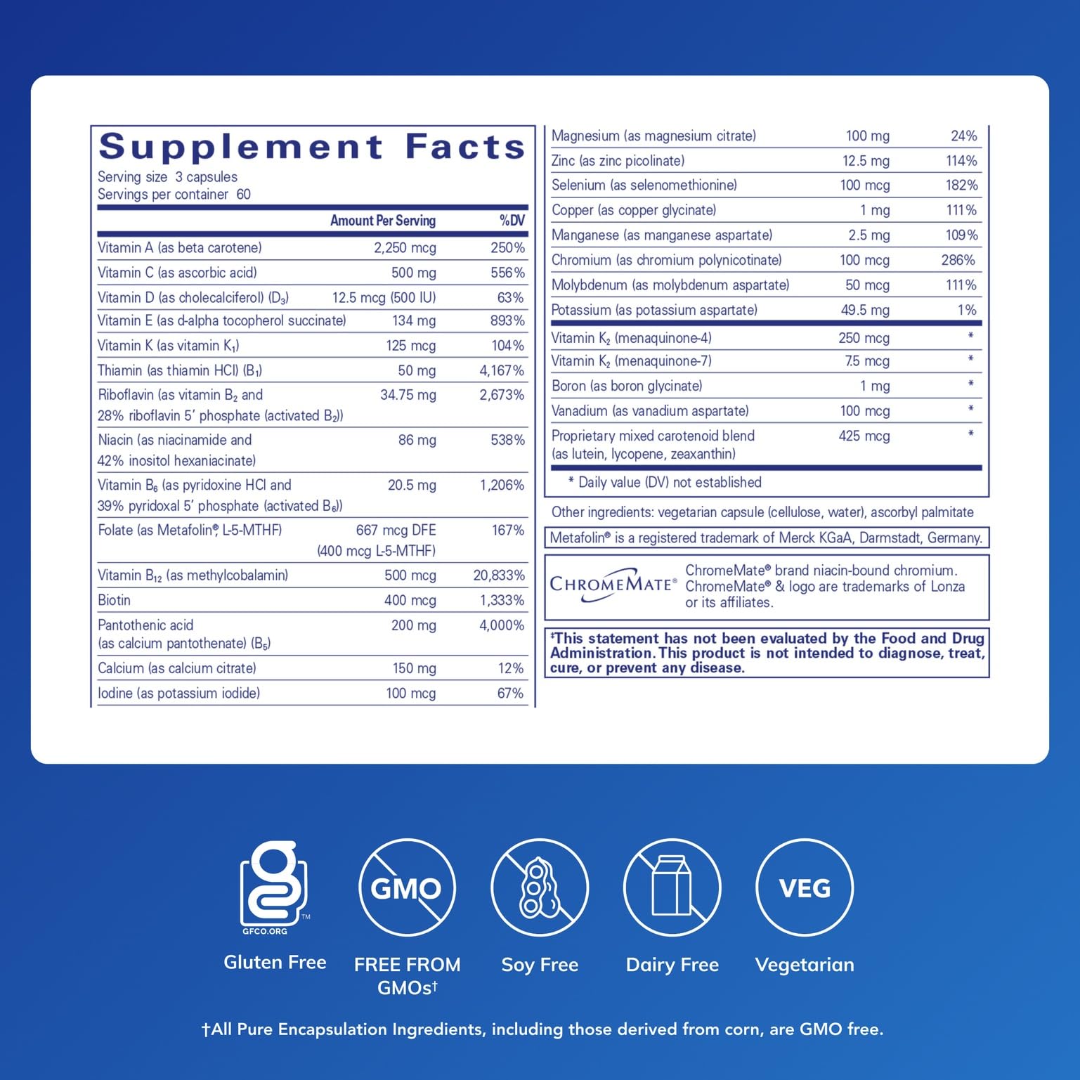 Pure Encapsulations Nutrient 950 capsules close-up shows easy swallowing