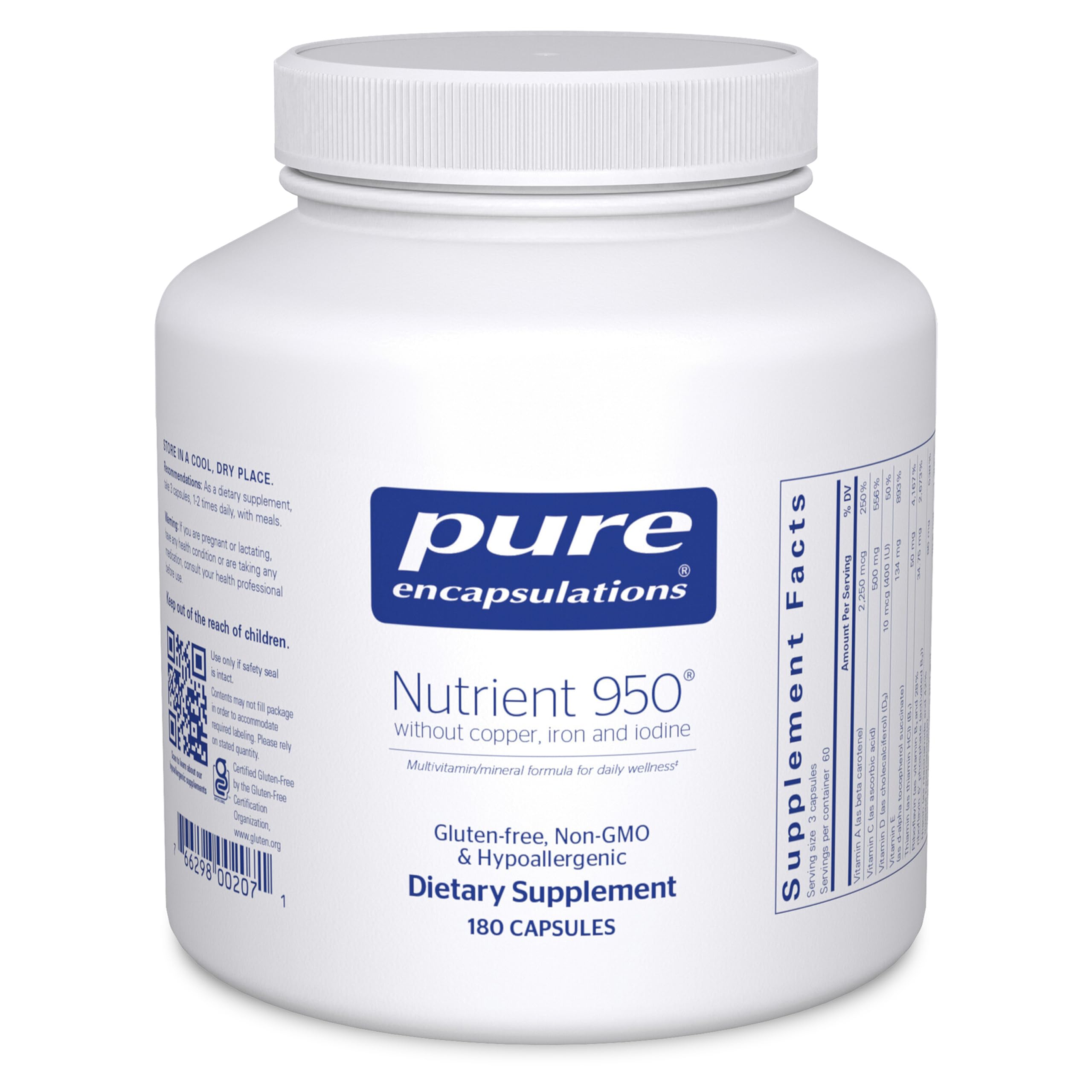 Pure Encapsulations Nutrient 950 capsules for daily antioxidant support