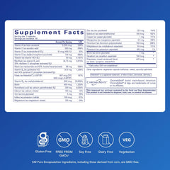 Pure Encapsulations Nutrient 950 label closeup emphasizes Metafolin L-5-MTHF in a hypoallergenic formula.