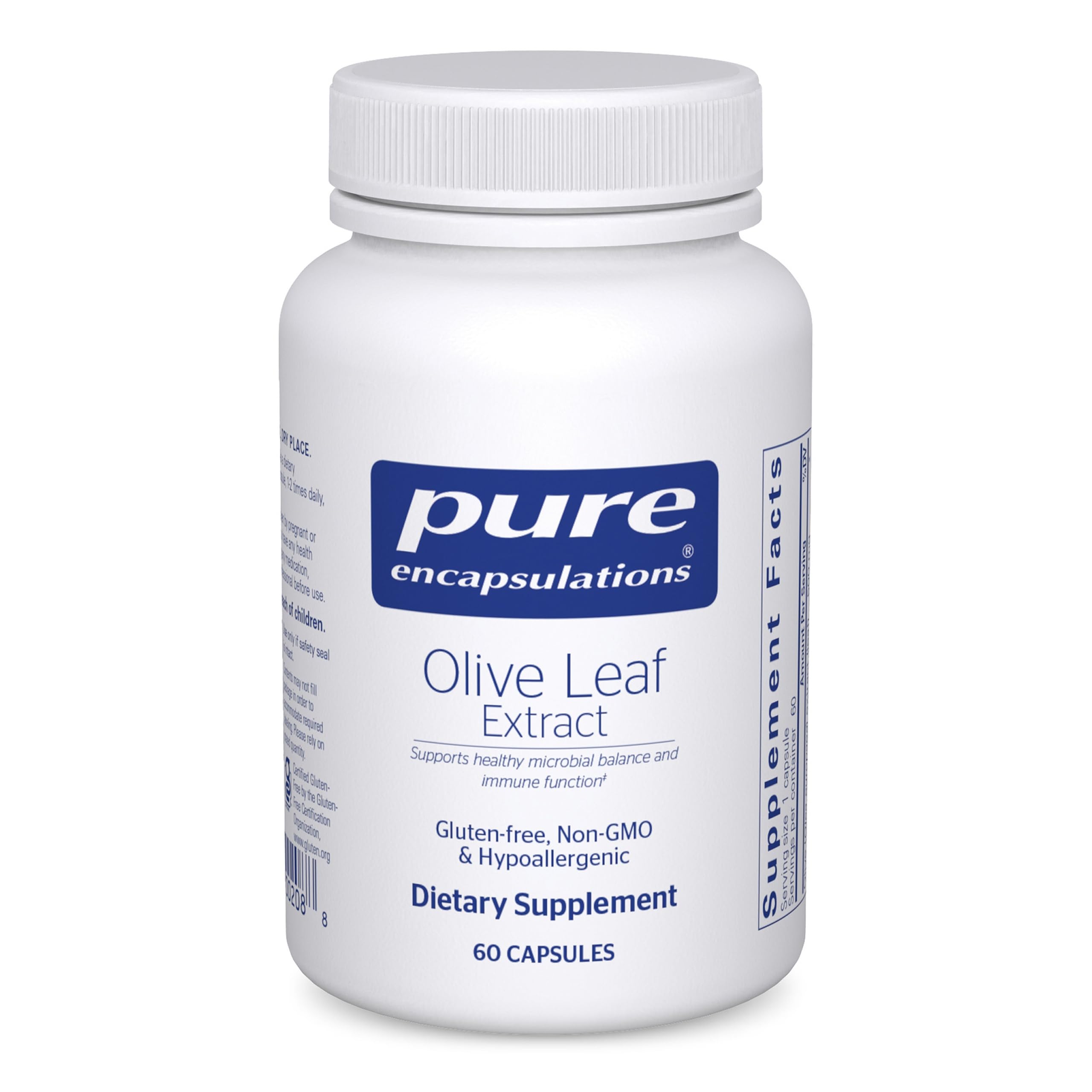 Pure Encapsulations Olive Leaf Extract bottle indicating immune support