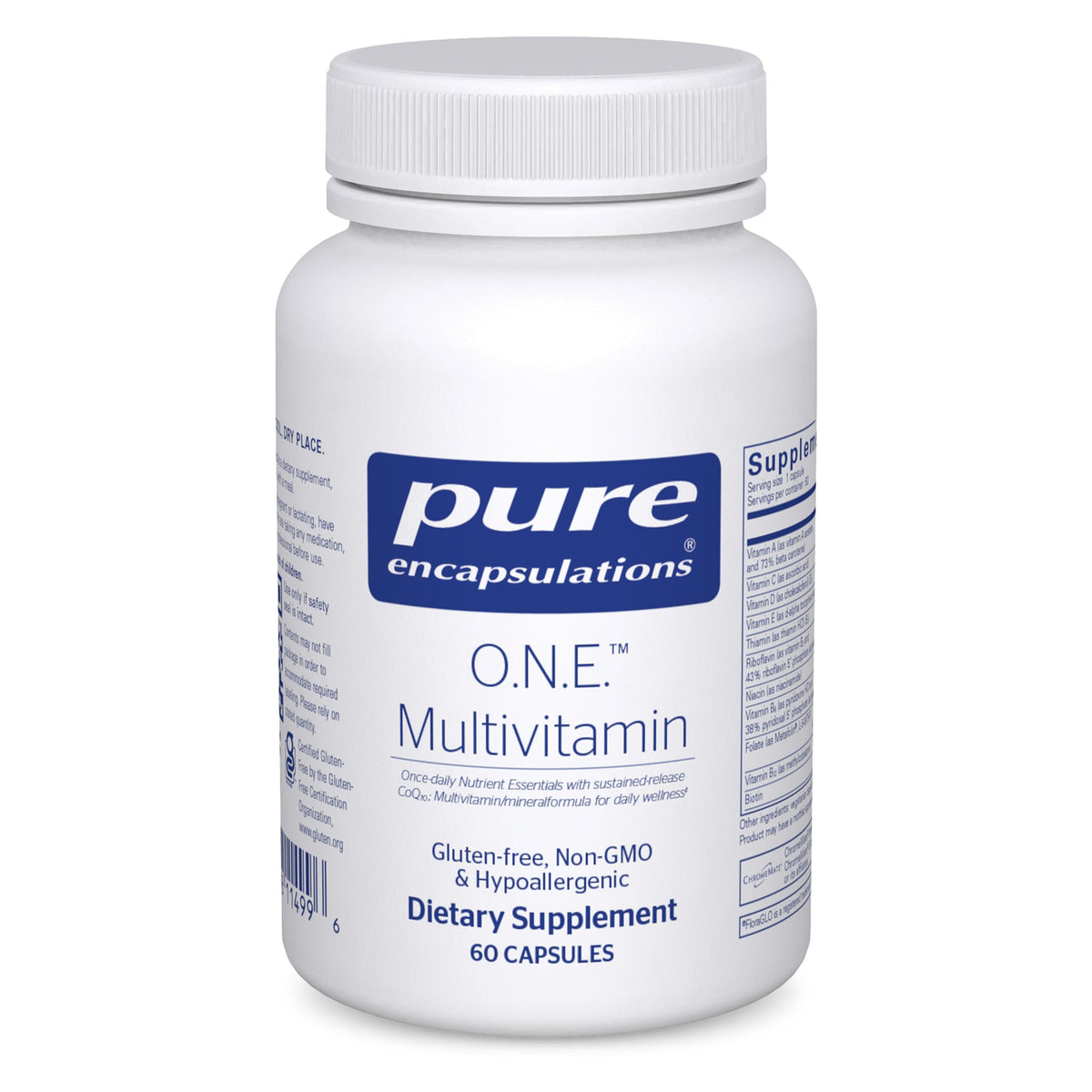 Pure Encapsulations O.N.E. multivitamin bottle close-up for daily wellness support