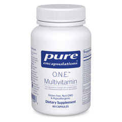 Pure Encapsulations O.N.E. multivitamin bottle close-up for daily wellness support