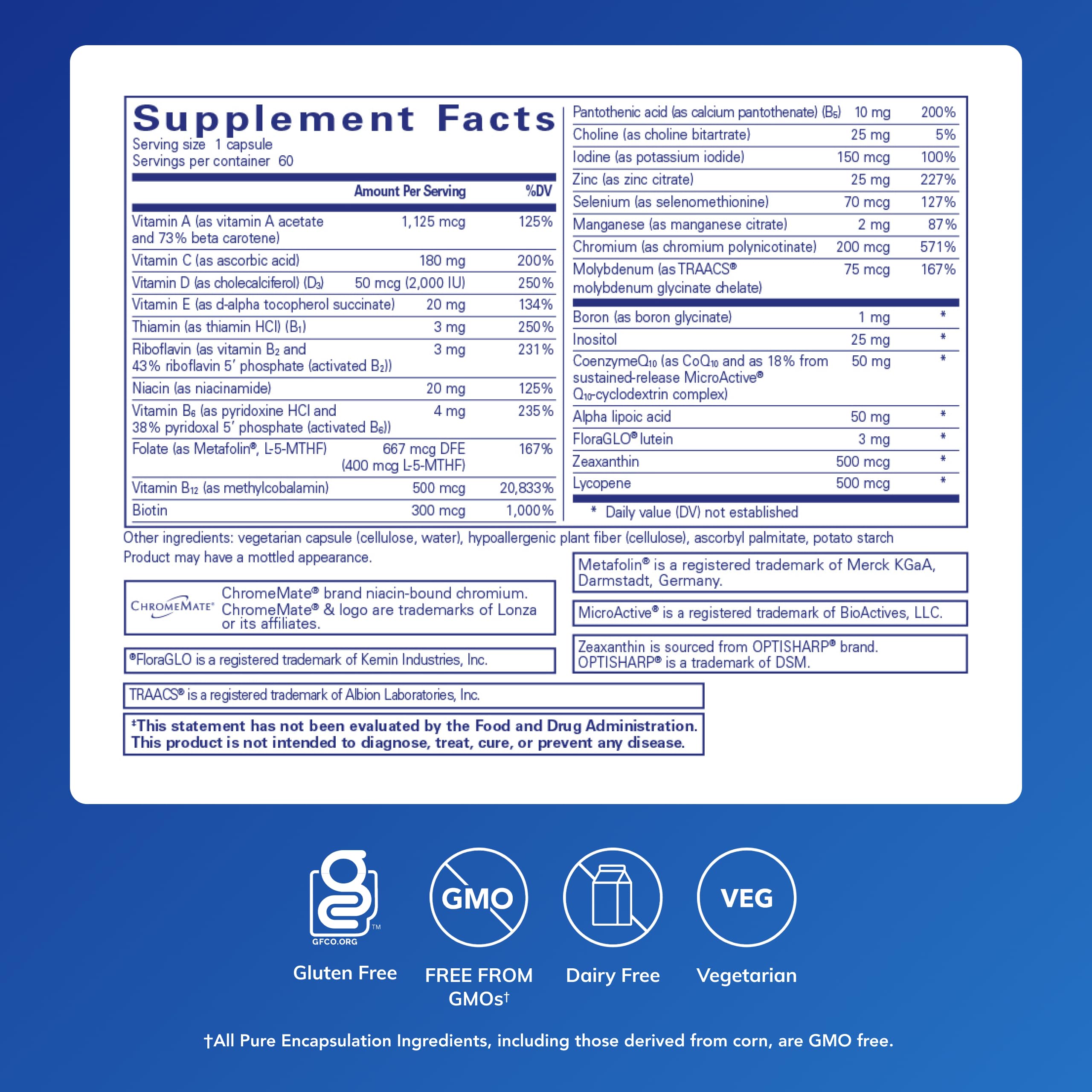 Pure Encapsulations O.N.E. capsules in bottle demonstrate convenient once-daily format