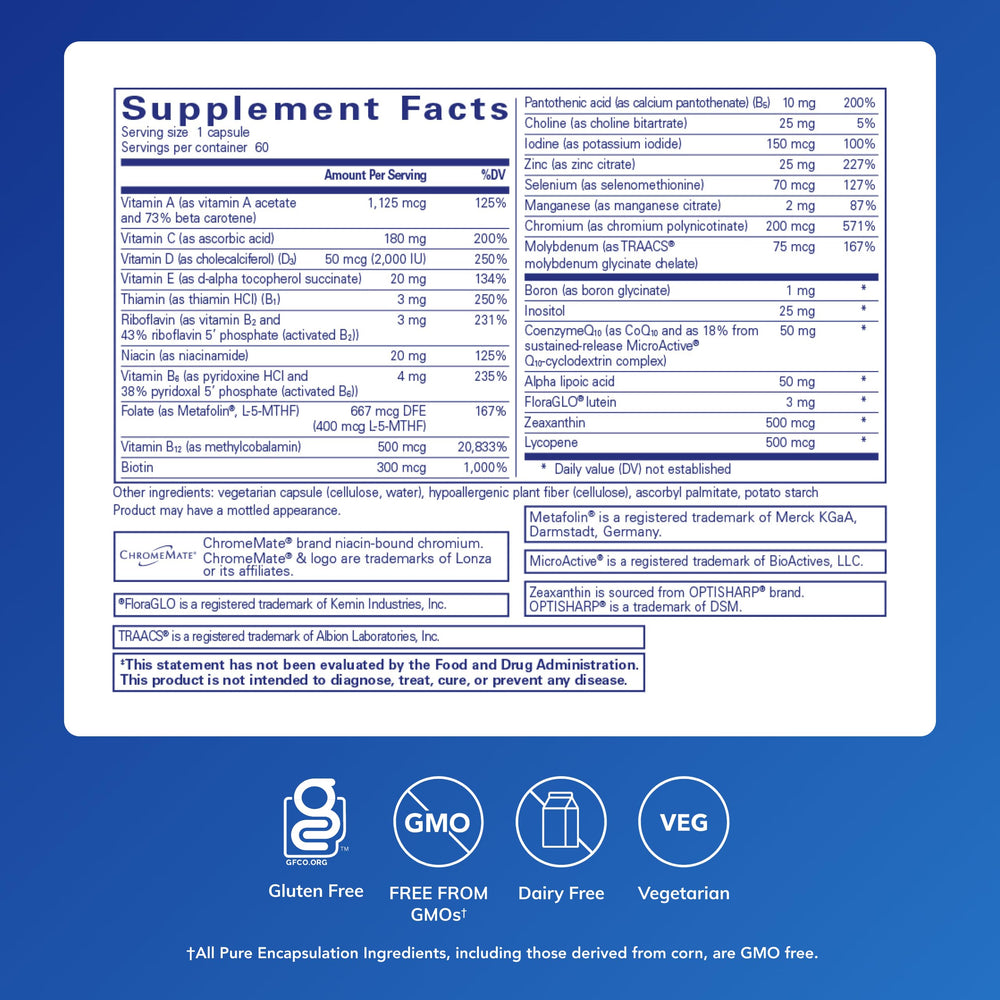Pure Encapsulations O.N.E. capsules in bottle demonstrate convenient once-daily format