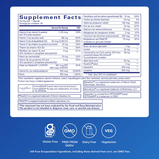 Pure Encapsulations O.N.E. capsules in bottle demonstrate convenient once-daily format