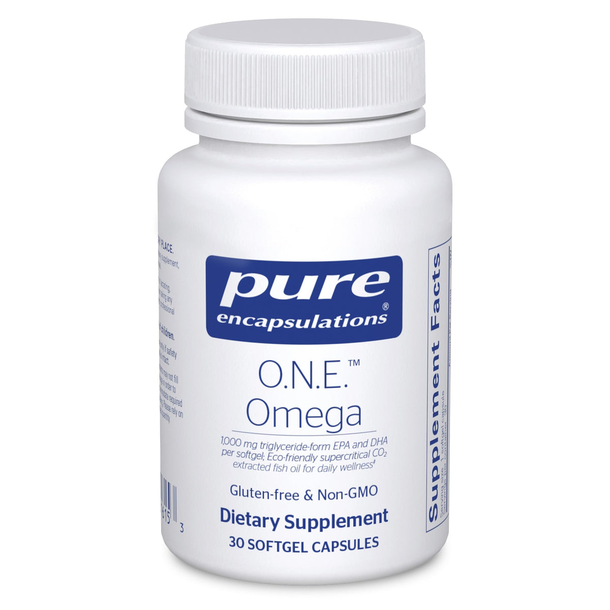 Pure Encapsulations One Omega bottle with capsules for heart and joint support.