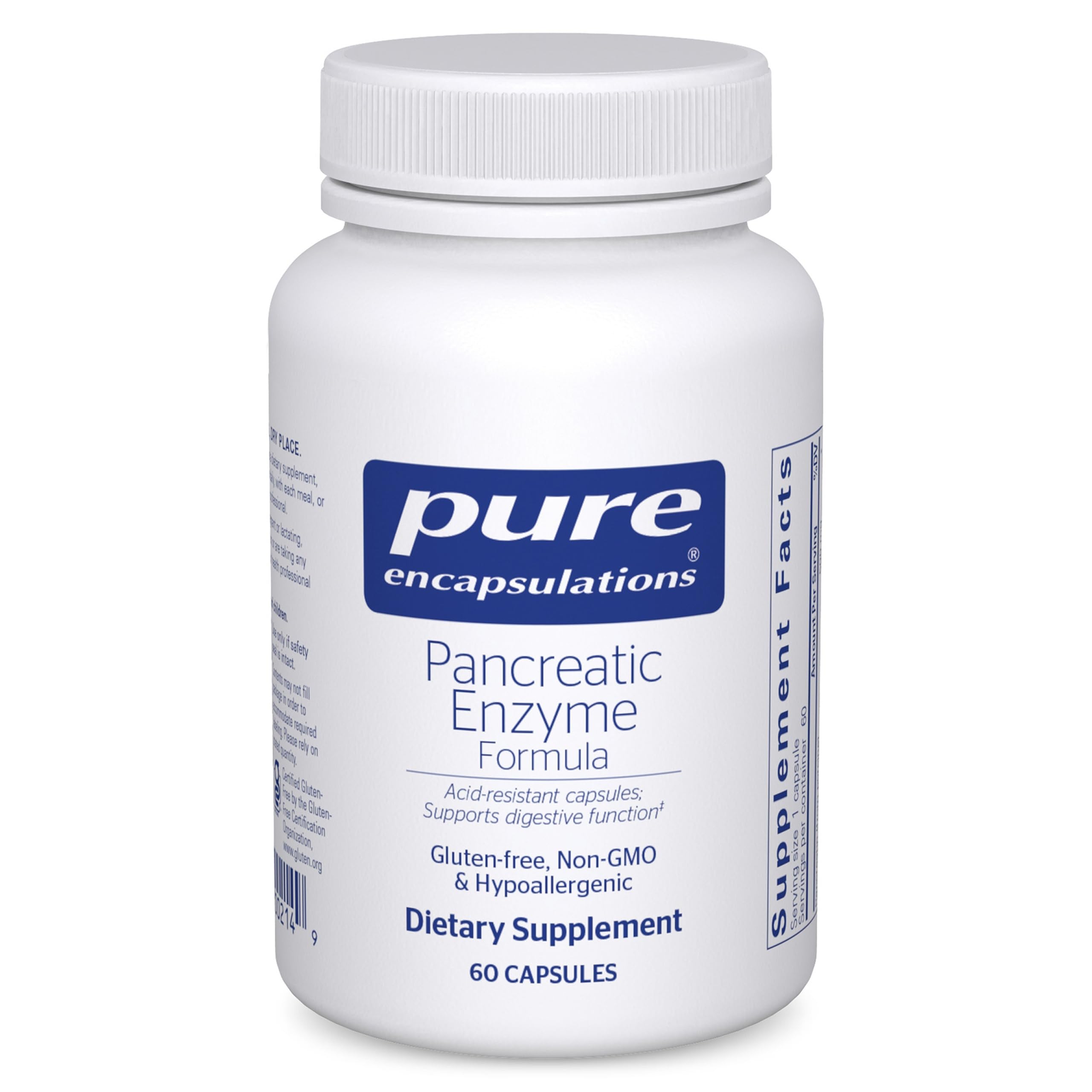 Pure Encapsulations pancreatic enzyme formula bottle supports daily digestive routines