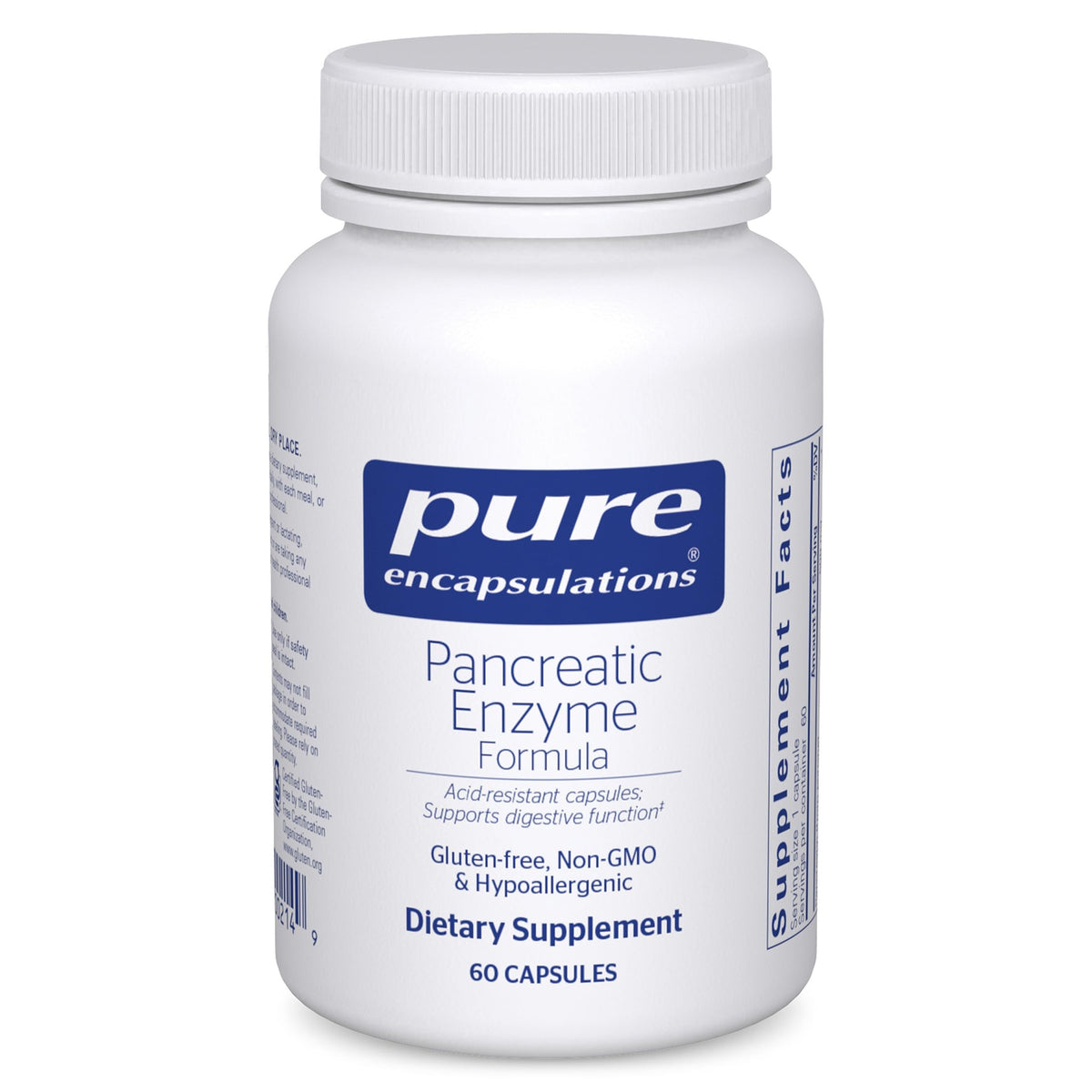 Pure Encapsulations pancreatic enzyme formula bottle supports daily digestive routines