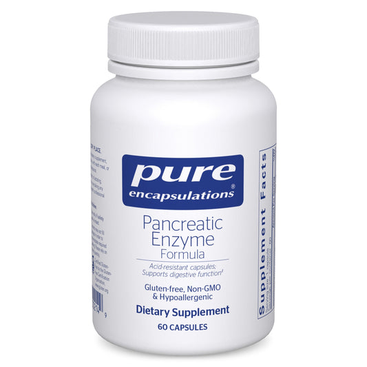Pure Encapsulations pancreatic enzyme formula bottle supports daily digestive routines