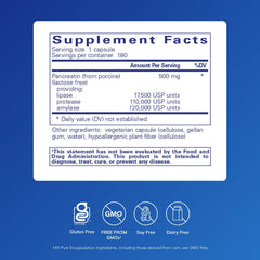 Pure Encapsulations Pancreatic Enzyme Formula capsules for targeted digestion.