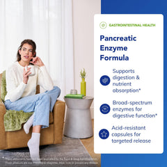 Pure Encapsulations Pancreatic Enzyme Formula acid-resistant capsules reach the gut.