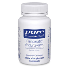 Pure Encapsulations Pancreatic VegEnzymes bottle front highlighting hypoallergenic digestion support.