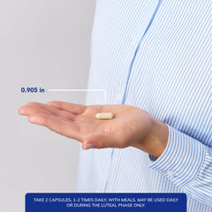 PMS Essentials dosing illustration showing daily intake as part of a routine.