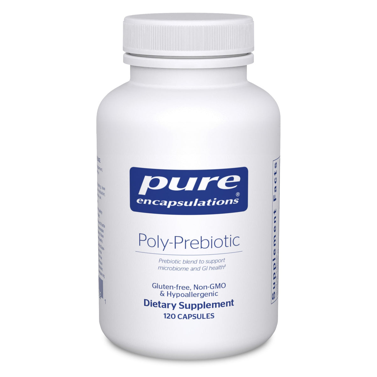 Pure Encapsulations Poly-Prebiotic bottle front supports daily gut health.
