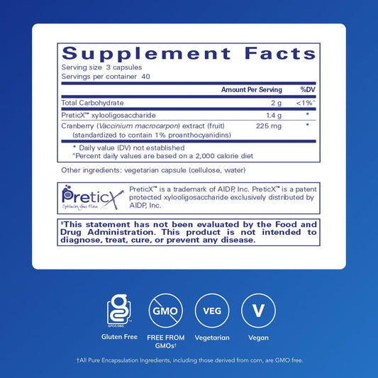 Poly-Prebiotic capsules closeup for easy daily supplementation.