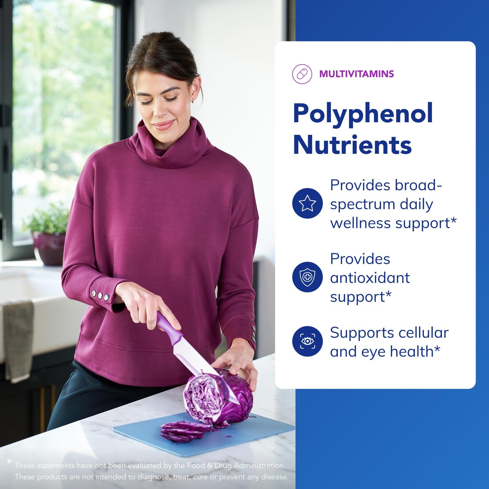Pure Encapsulations Polyphenol Nutrients label highlights key ingredients and hypoallergenic formulation.