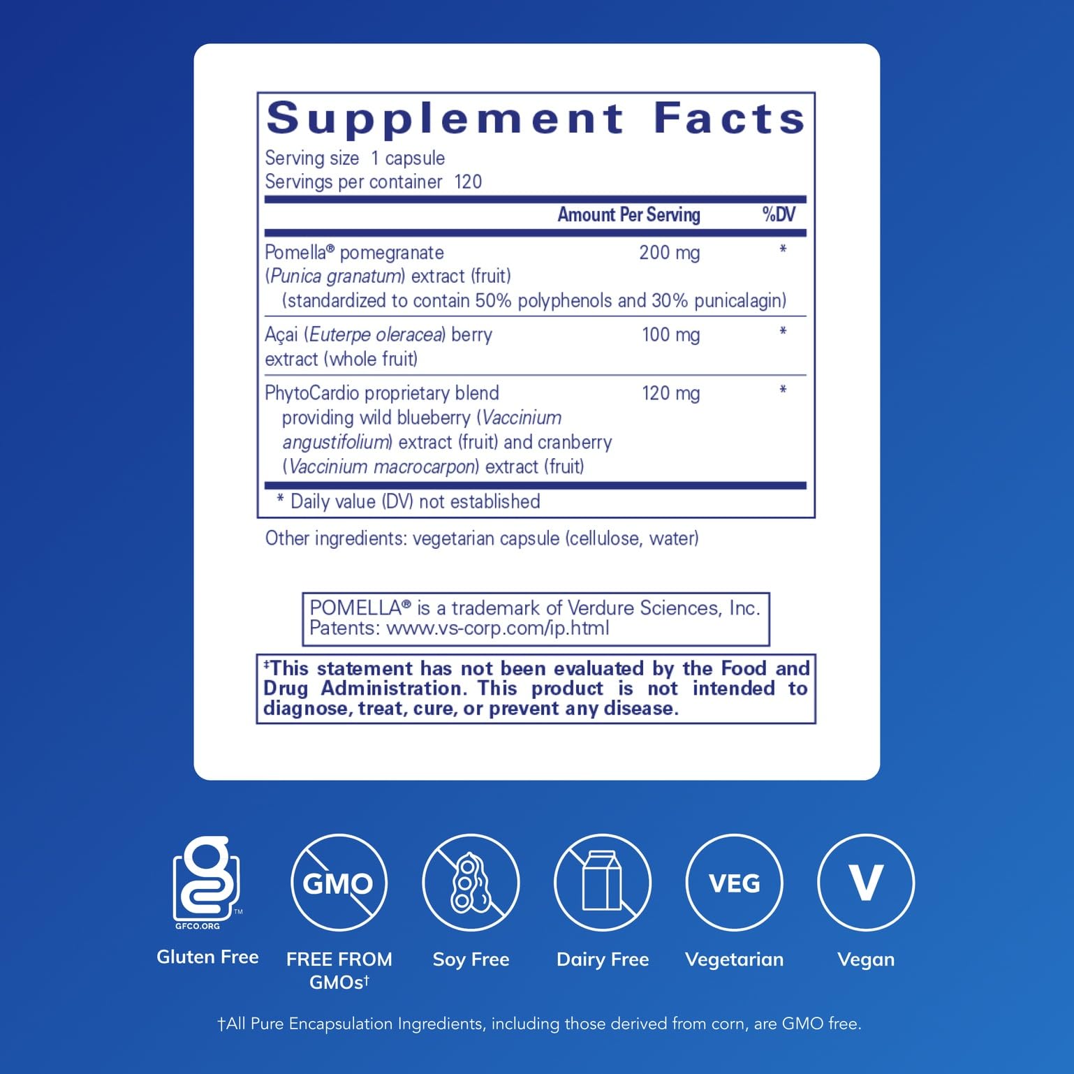 Pure Encapsulations Pomegranate Plus capsules for daily antioxidant intake