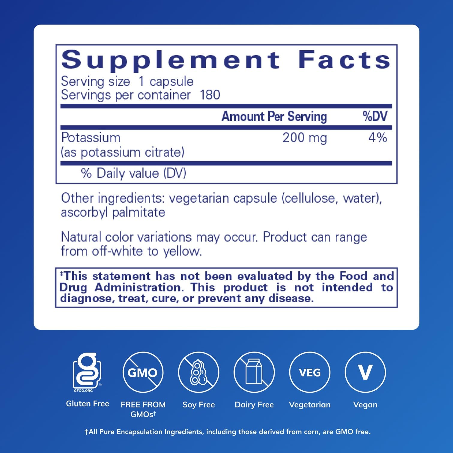Pure Encapsulations Potassium Citrate capsules close-up for easy intake.