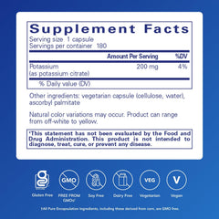 Pure Encapsulations Potassium Citrate capsules close-up for easy intake.