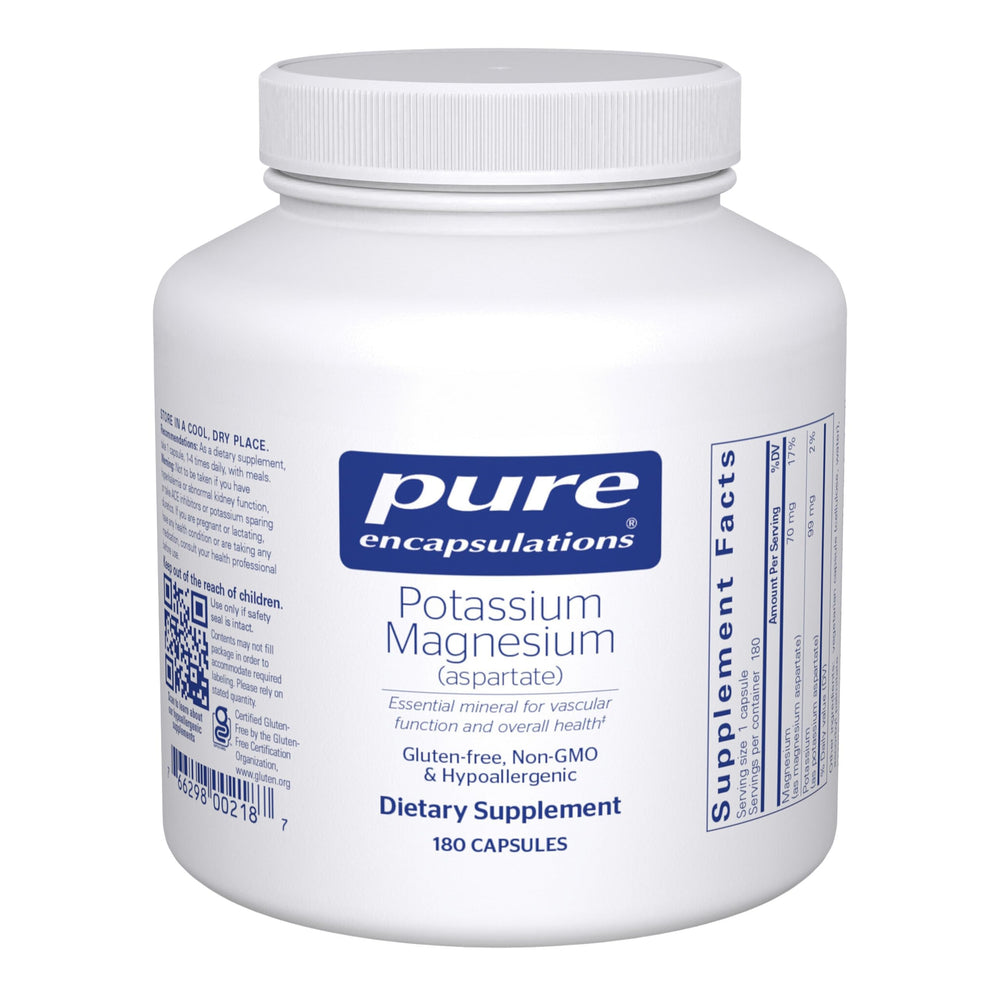 Pure Encapsulations Potassium Magnesium Aspartate bottle with capsules for daily nerve and muscle support.