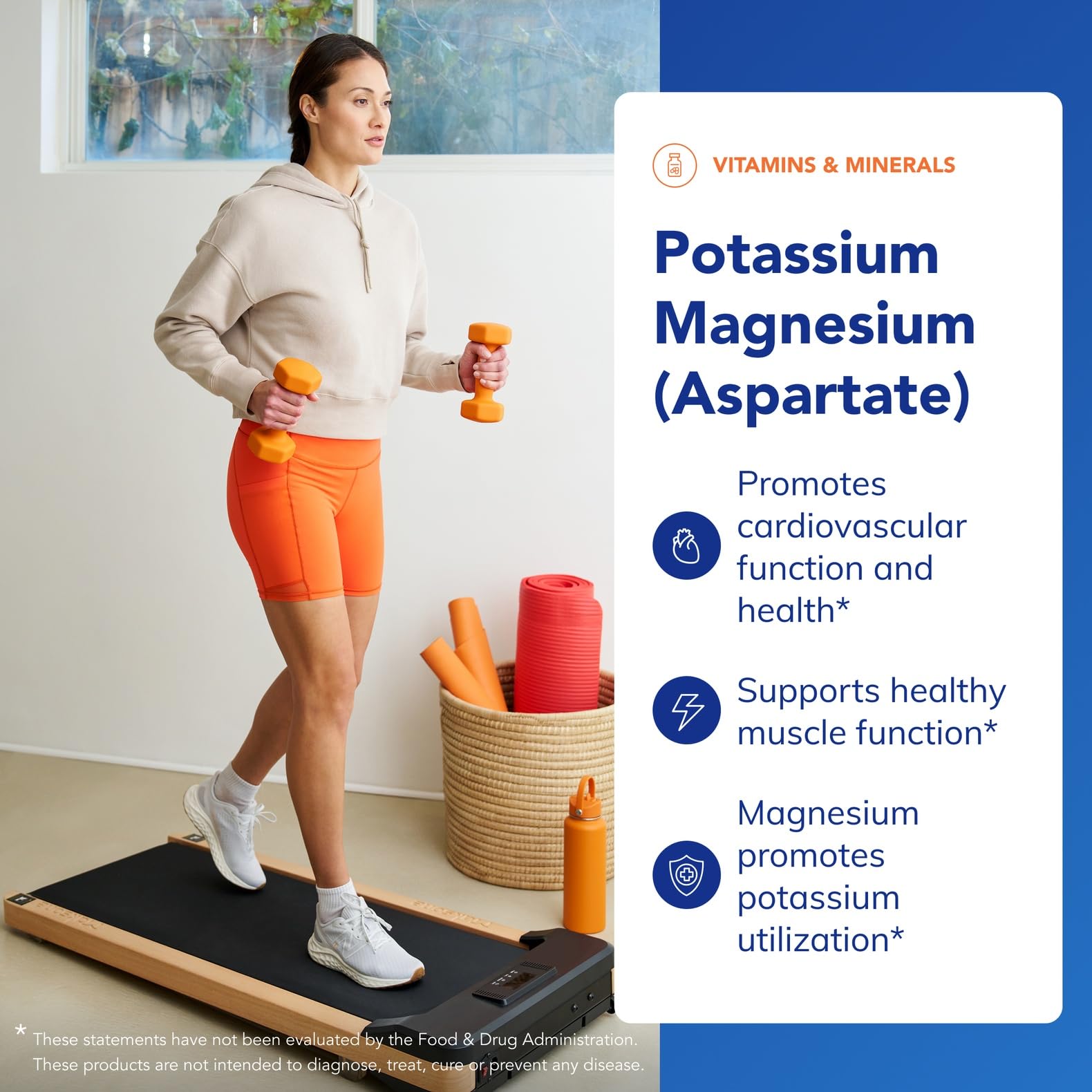 Pure Encapsulations Potassium Magnesium Aspartate label highlighting allergen-free, pure ingredients.