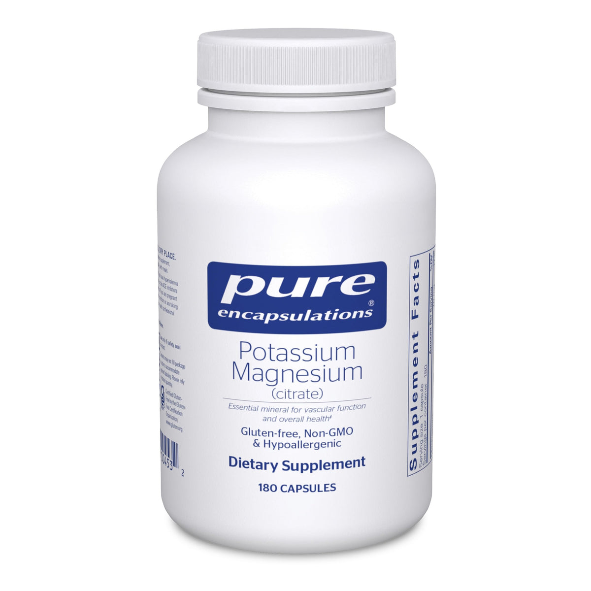Pure Encapsulations Potassium Magnesium Citrate bottle for daily heart and bone support
