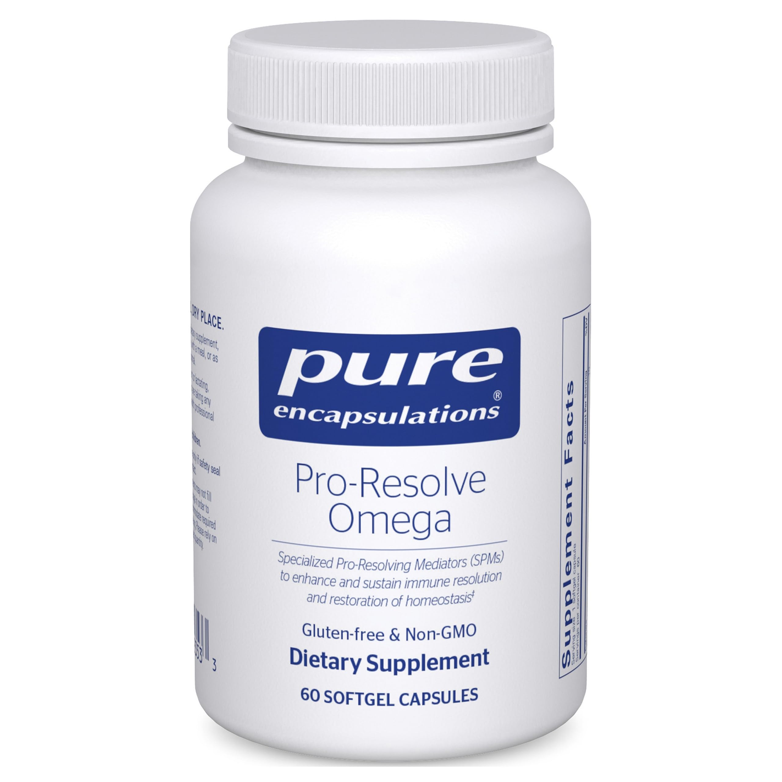Pure Encapsulations Pro-Resolve Omega bottle close-up highlighting premium omega-3 formula