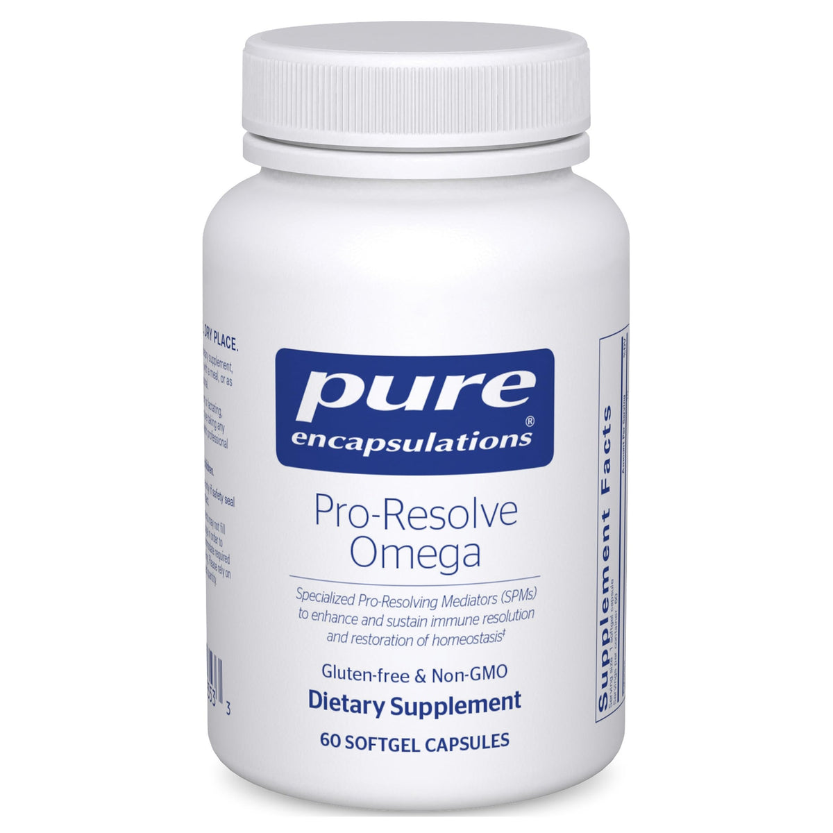 Pure Encapsulations Pro-Resolve Omega bottle close-up highlighting premium omega-3 formula