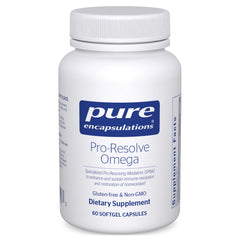 Pure Encapsulations Pro-Resolve Omega bottle close-up highlighting premium omega-3 formula
