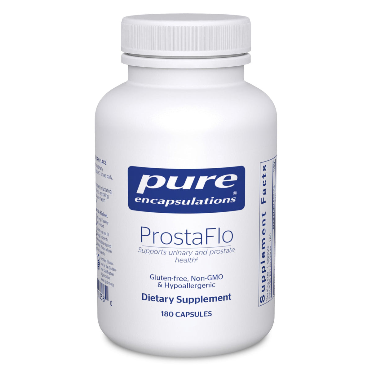 Pure Encapsulations ProstaFlo bottle on a white shelf for urinary health support.