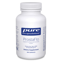 Pure Encapsulations ProstaFlo bottle on a white shelf for urinary health support.