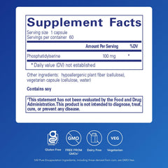 Pure Encapsulations PS 100 capsules closeup, convenient daily brain support