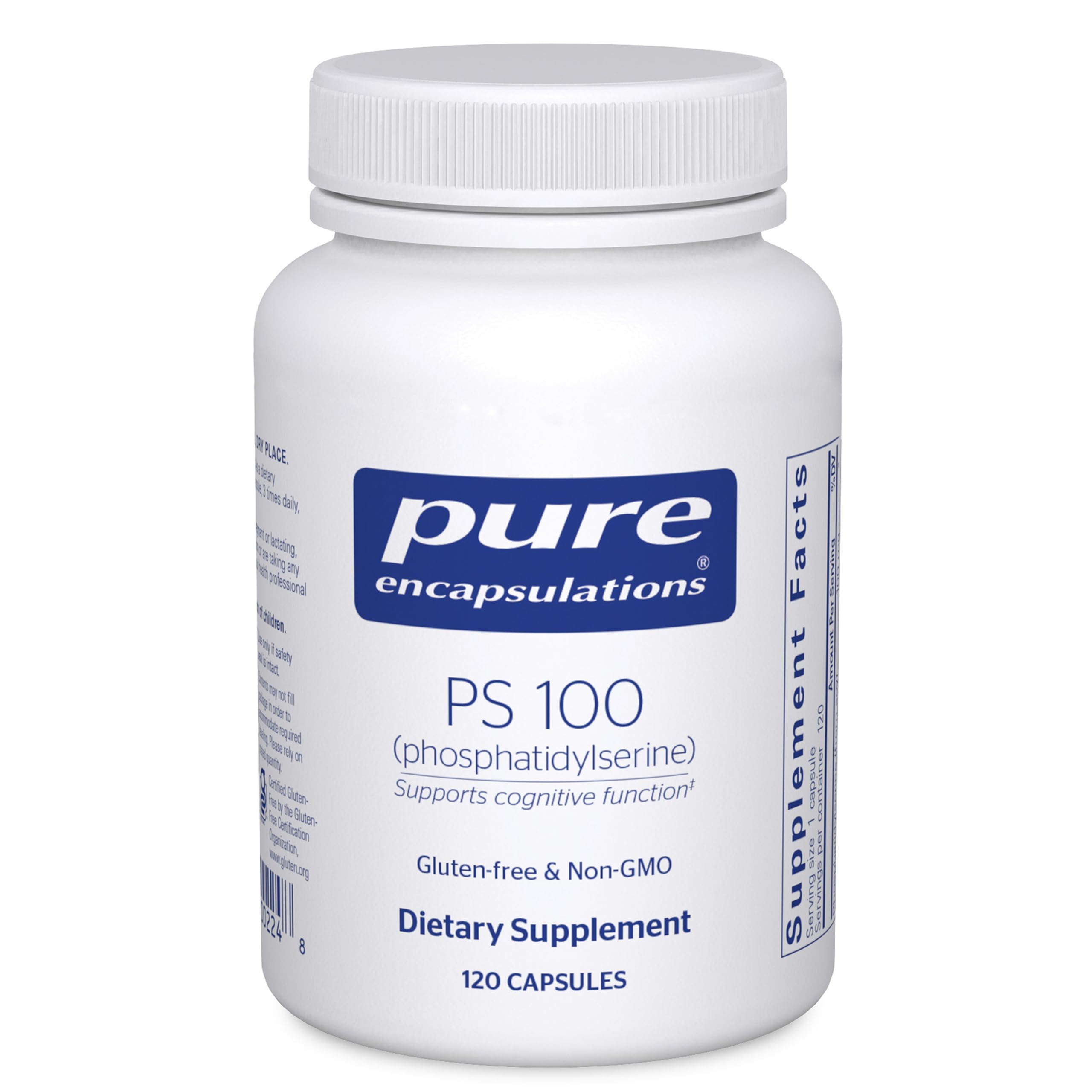 Pure Encapsulations PS100 bottle with capsules for daily brain support.