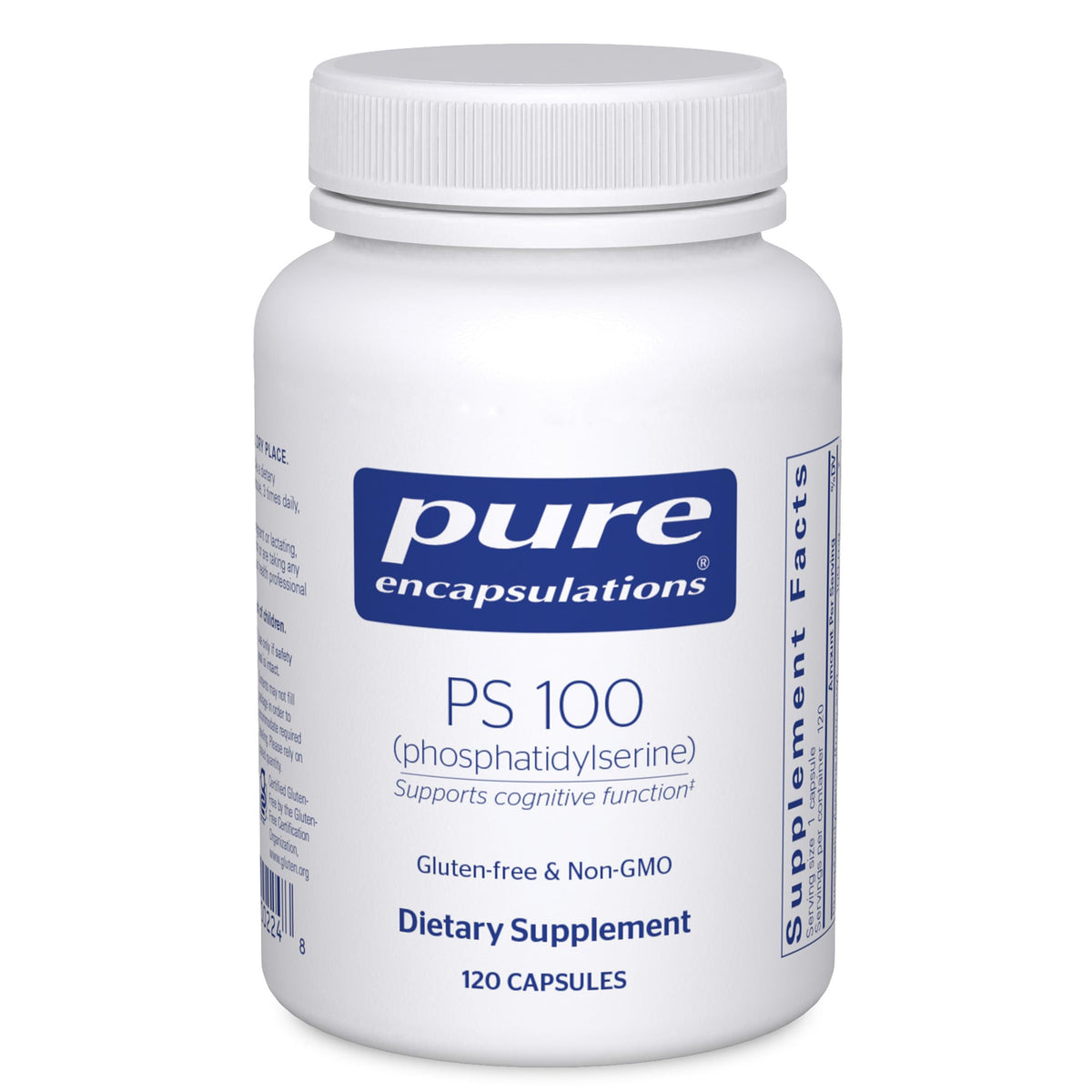 Pure Encapsulations PS100 bottle with capsules for daily brain support.