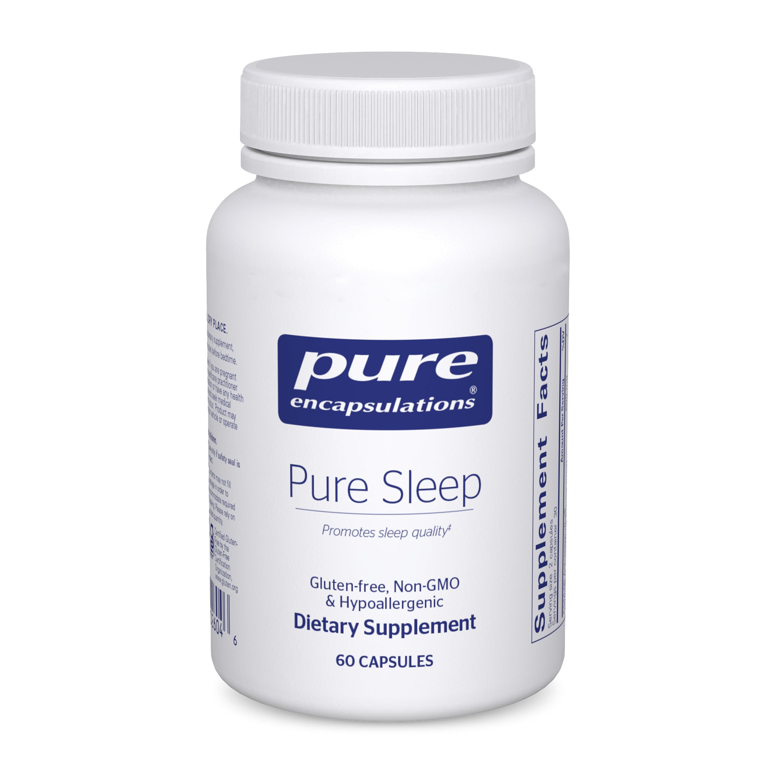 Pure Sleep bottle by Pure Encapsulations, calm-night support in a sleek bottle.