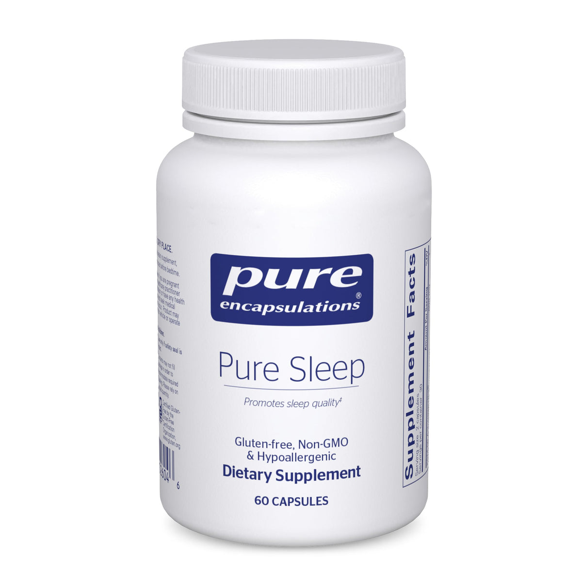 Pure Sleep bottle by Pure Encapsulations, calm-night support in a sleek bottle.