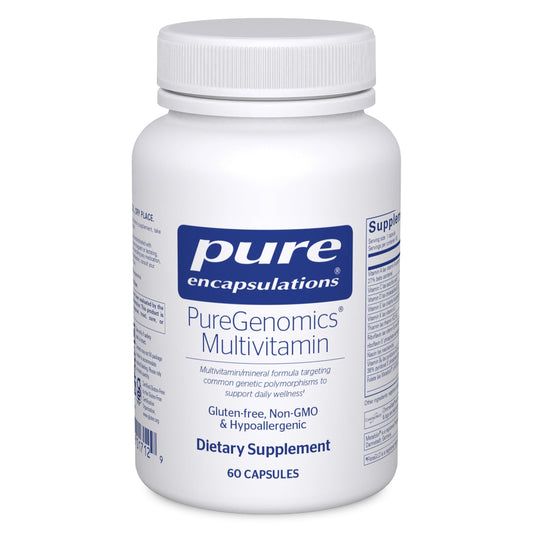 Pure Encapsulations PureGenomics multivitamin bottle supports daily wellness.